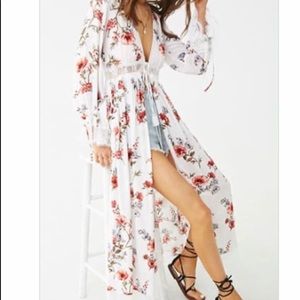 Forever 22 floral print self tie cardigan